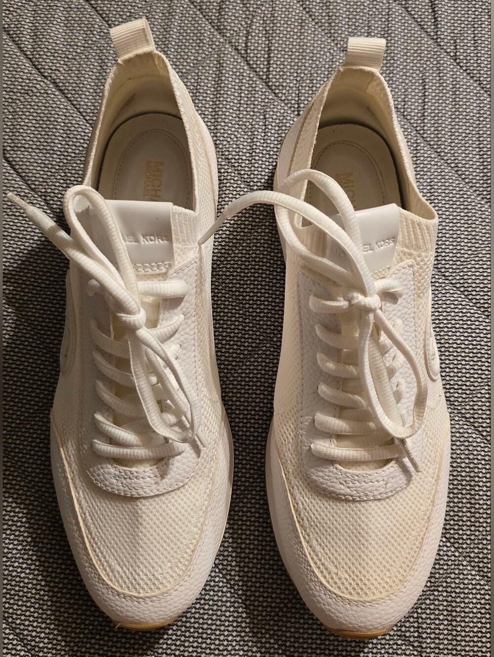 Michael Kors Off-White Knit Lace-Up Sneakers